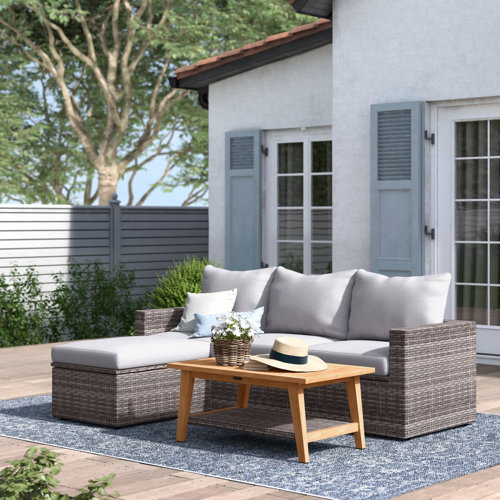 Birch Lane™ Genesis 3 Piece Rattan Sectional Seating Group with